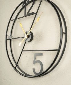 The Golden Triangle India Wall Clocks Gaia Metal Wall Clock - Black