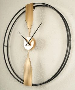 The Golden Triangle India Spectra Metal Wall Clock - Black & Gold Wall Clocks