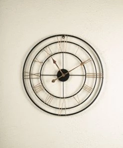 The Golden Triangle India Wall Clocks Otto Metal Wall Clock - Black & Bronze