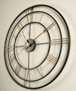 The Golden Triangle India Wall Clocks Otto Metal Wall Clock - Black & Bronze