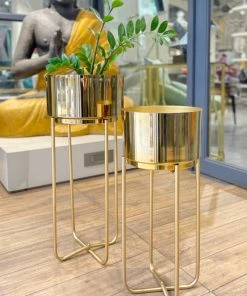 The-Golden-Triangle-India Corten Metal Planter - Gold Planters