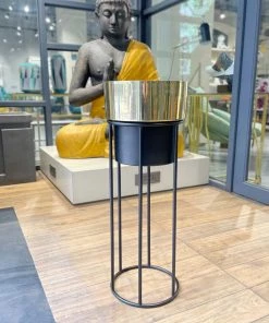 The-Golden-Triangle-India Planters Arzola Two Tone Planter - Black & Gold