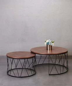 The Golden Triangle India Matt Wooden Nesting Coffee Table - Set Of 2