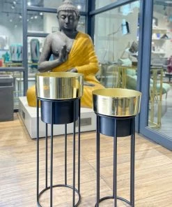 The-Golden-Triangle-India Planters Arzola Two Tone Planter - Black & Gold