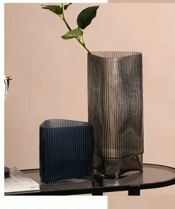 The-Golden-Triangle-India Flor Fluted Glass Vase - Smoke Vases
