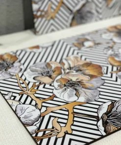 The-Golden-Triangle-India Modern Geometric Floral Wooden Placemats (Set Of 2)
