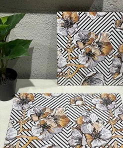 The-Golden-Triangle-India Modern Geometric Floral Wooden Placemats (Set Of 2)