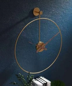 The Golden Triangle India Wall Clocks Nova Metal Wall Clock With Wooden Hands - Gold 8 The Golden Triangle India Wall Clocks Nova Metal Wall Clock With Wooden Hands - Gold