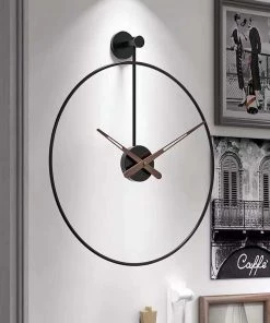 The Golden Triangle India Wall Clocks Nova Metal Wall Clock With Wooden Hands - Black