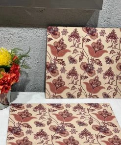 The-Golden-Triangle-India Flourish Tile Wooden Placemats (Set Of 2)