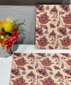 The-Golden-Triangle-India Flourish Tile Wooden Placemats (Set Of 2)