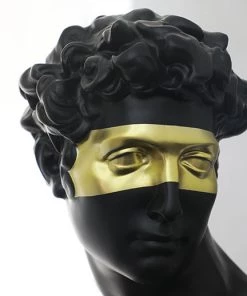 The-Golden-Triangle-India Opus - Roman Black Head Sculpture With Gold Eye Patch Sale