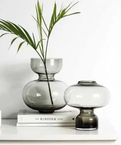 The-Golden-Triangle-India Vases Cori Curvaceous Glass Vase - Smoke